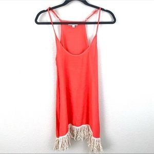 Umgee Coral Tassel Accent Tank Top